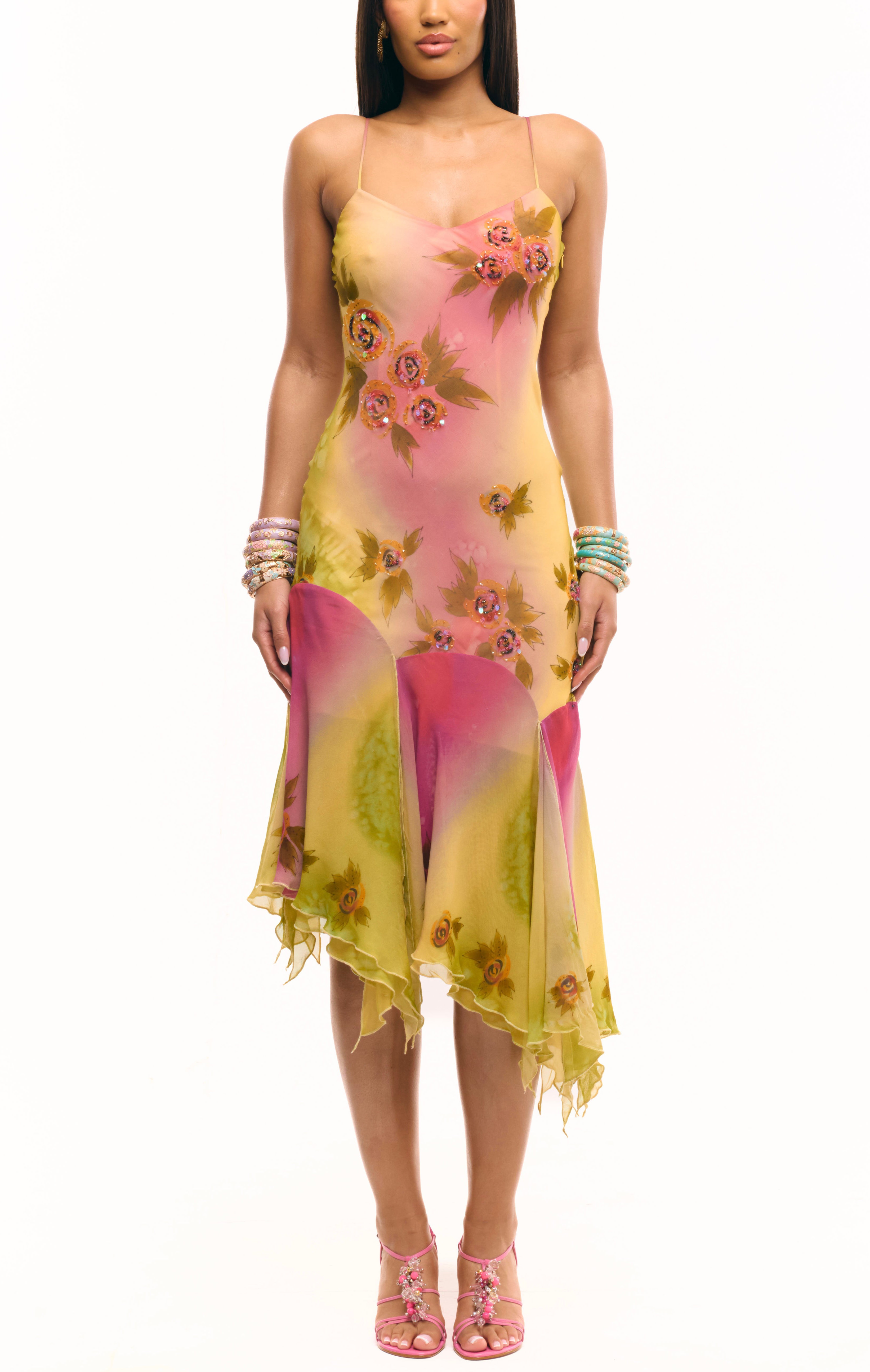 The Coral Gown - 100% Silk & Handbeaded